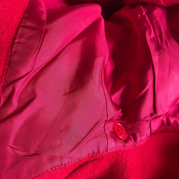 J.G. Hook Womens Size 14 Red Wool Blend Toggle Coat Hooded Red Lined Duffle Coat - Picture 10 of 14